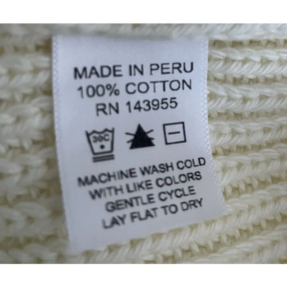 Guideboat Co Size XL 100% Cotton Fisherman Men's Sweater V Neck Ivory